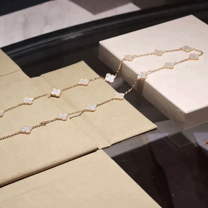 [Solara Jewelry]CLOVER 20 MOTIFS WHITE MOP NECKLACE