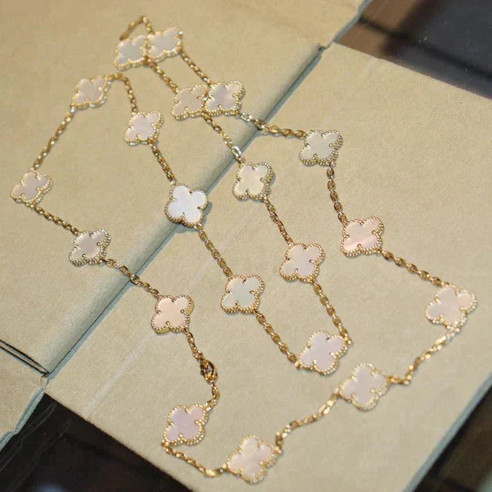 [Solara Jewelry]CLOVER 20 MOTIFS WHITE MOP NECKLACE