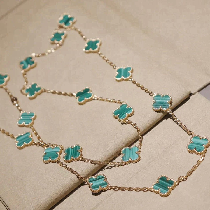 [Solara Jewelry]CLOVER 20 MOTIFS MALACHITE GOLD