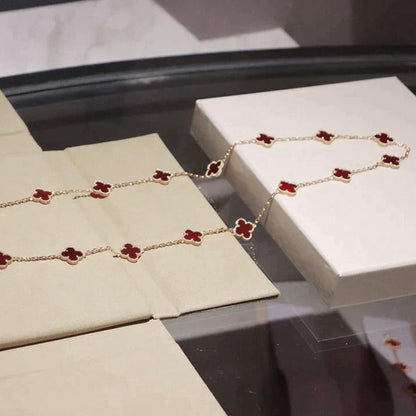 [Solara Jewelry]CLOVER 20 MOTIFS CARNELIAN NECKLACE