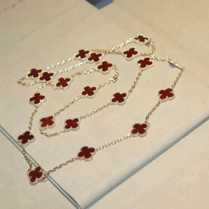 [Solara Jewelry]CLOVER 20 MOTIFS CARNELIAN NECKLACE