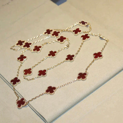 [Solara Jewelry]CLOVER 20 MOTIFS CARNELIAN NECKLACE