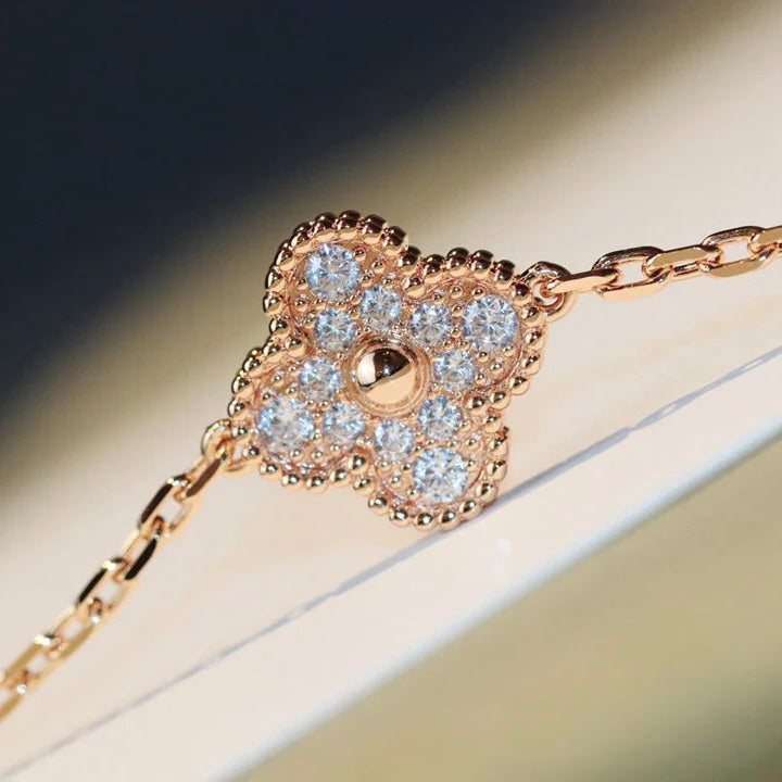 [Solara Jewelry]CLOVER 20 MOTIFS DARK MOP DIAMOND  NECKLACE