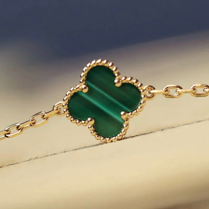 [Solara Jewelry]CLOVER 20 MOTIFS MALACHITE DIAMOND NECKLACE