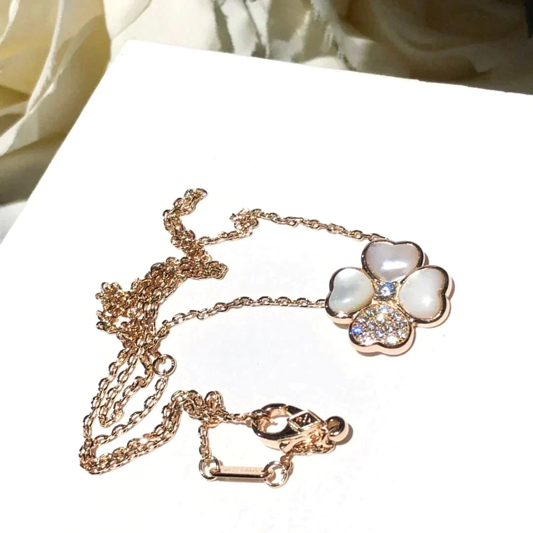 [Solara Jewelry]CLOVER MOP DIAMOND ROSE GOLD NECKLACE