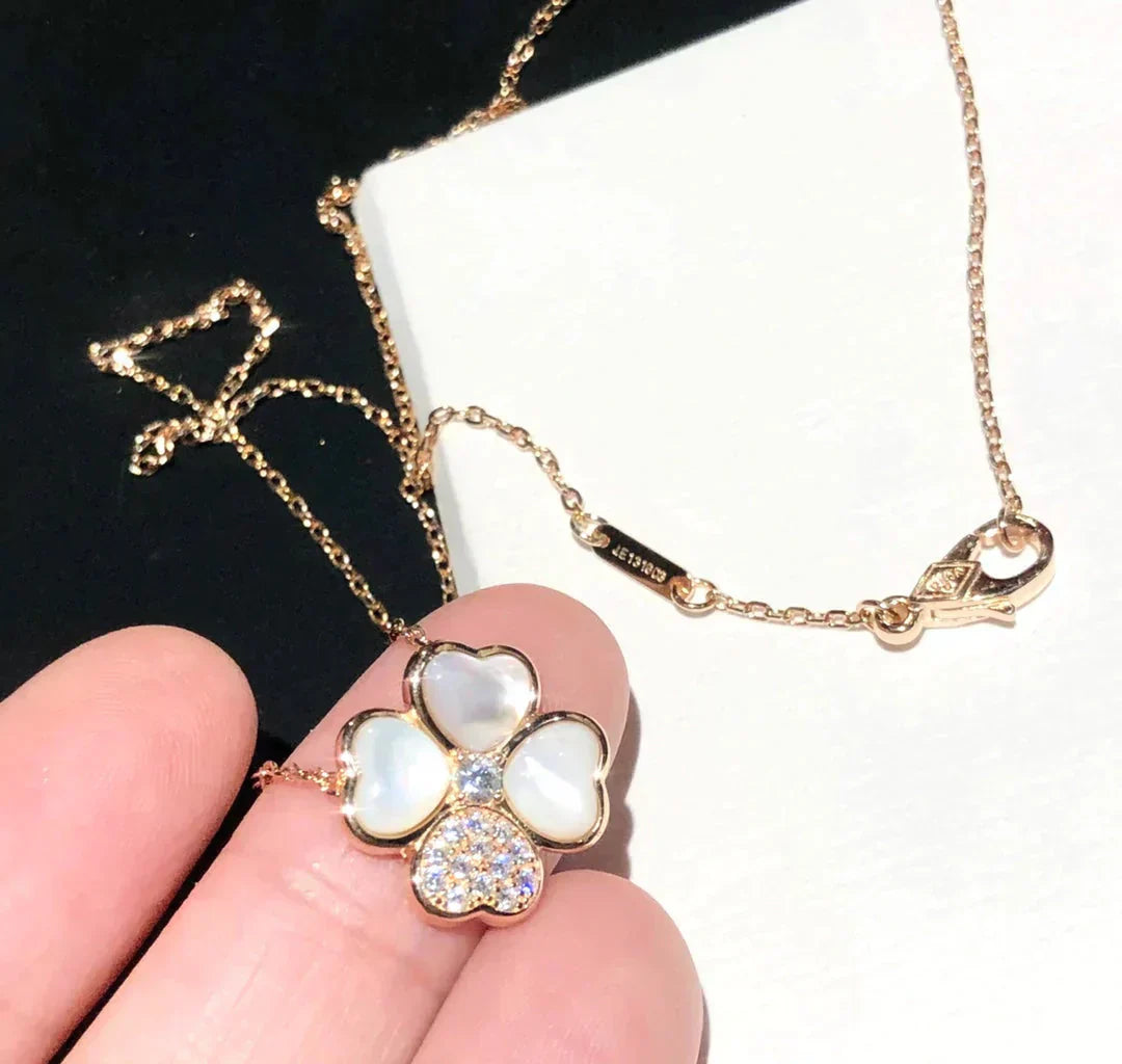 [Solara Jewelry]CLOVER MOP DIAMOND ROSE GOLD NECKLACE