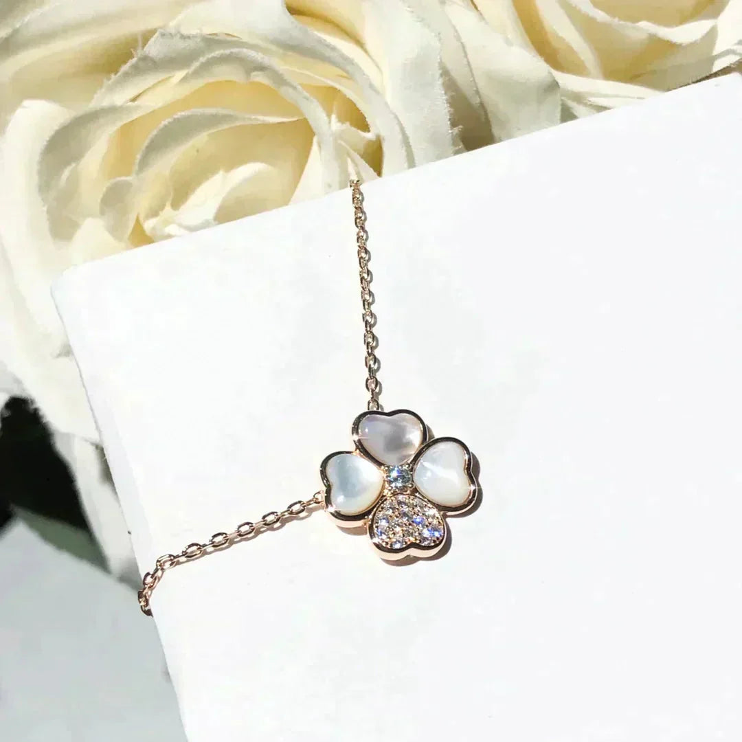 [Solara Jewelry]CLOVER MOP DIAMOND ROSE GOLD NECKLACE