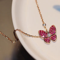 [Solara Jewelry]BUTTERFLY RED DIAMOND ROSE GOLD NECKLACE