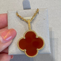 [Solara Jewelry]CLOVER 25MM NECKLACE GOLD CARNELIAN