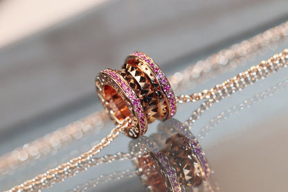 [Solara Jewelry]ZERO 1 ROCK PINK GOLD PINK DIAMOND NECKLACE