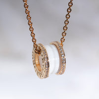 [Solara Jewelry]ZERO 1 WHITE CERAMIC PINK GOLD DIAMOND NECKLACE