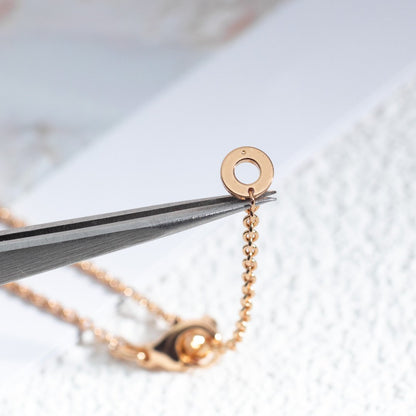 [Solara Jewelry]ZERO 1 WHITE CERAMIC PINK GOLD DIAMOND NECKLACE