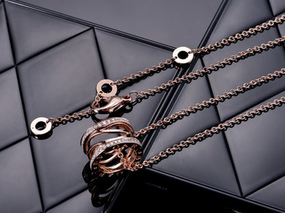 [Solara Jewelry]ZERO 1 PINK GOLD DIAMOND OPEN NECKLACE
