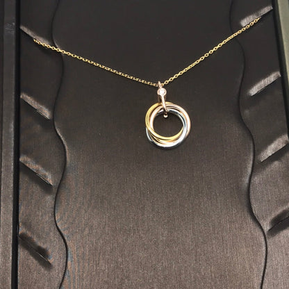 [Solara Jewelry]TRINITY SILVER GOLD PINK GOLD NECKLACE