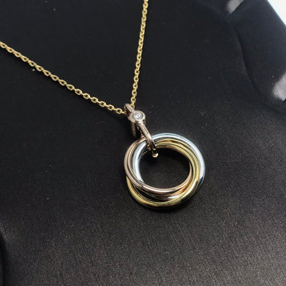 [Solara Jewelry]TRINITY SILVER GOLD PINK GOLD NECKLACE