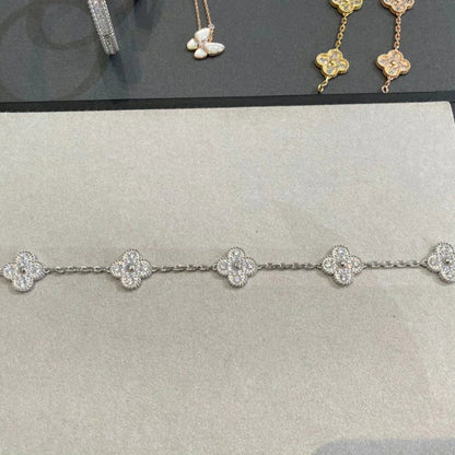 [Solara Jewelry]CLOVER 5 MOTIFS  DIAMOND BRACELET SILVER
