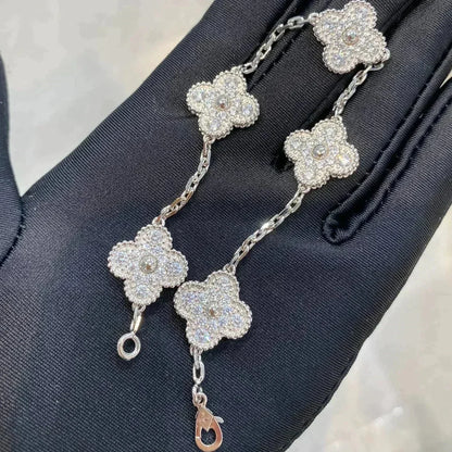 [Solara Jewelry]CLOVER 5 MOTIFS  DIAMOND BRACELET SILVER
