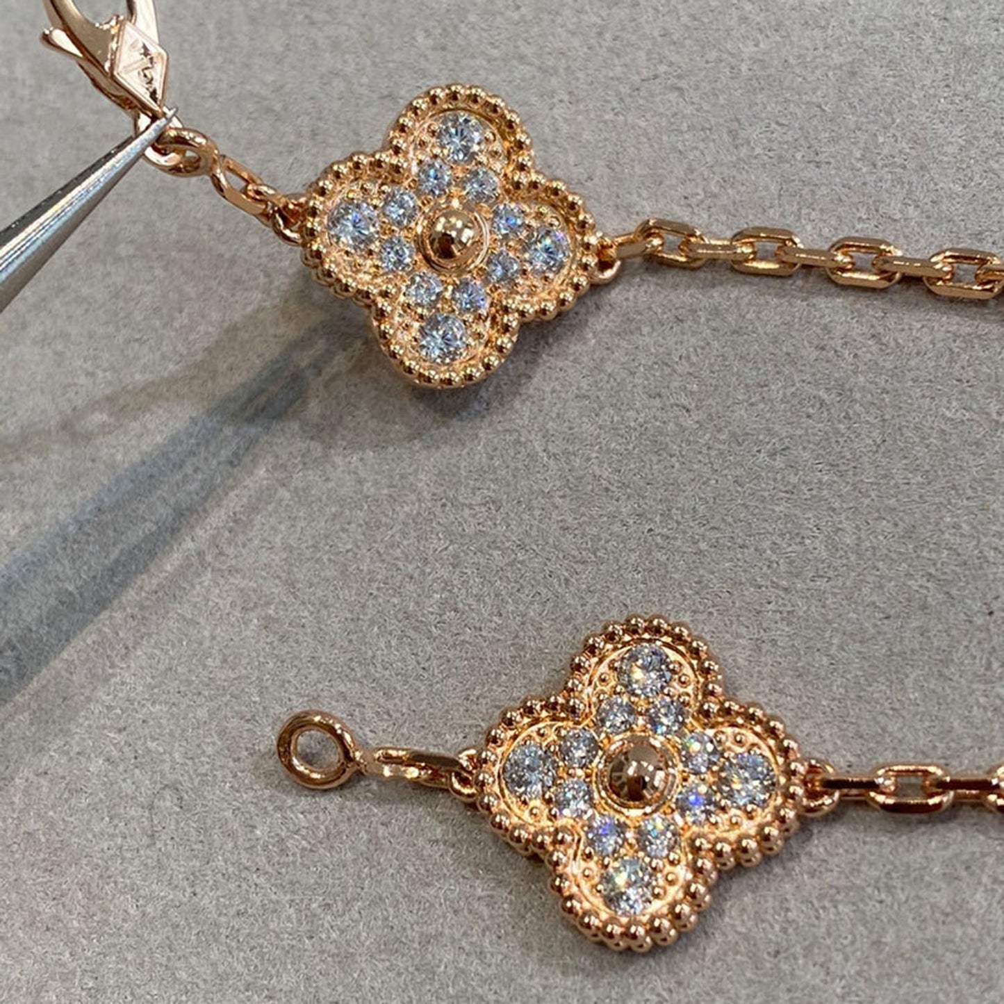 [Solara Jewelry]CLOVER 5 MOTIFS  FULL DIAMOND BRACELET