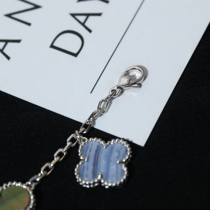 [Solara Jewelry]CLOVER BRACELET 5 MOTIFS MOP CHALCEDONY SILVER