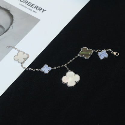 [Solara Jewelry]CLOVER BRACELET 5 MOTIFS MOP CHALCEDONY SILVER
