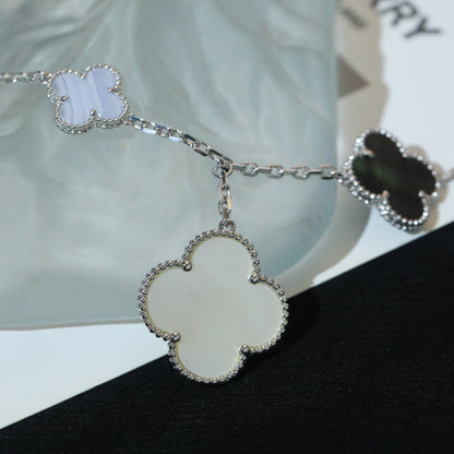 [Solara Jewelry]CLOVER BRACELET 5 MOTIFS MOP CHALCEDONY SILVER