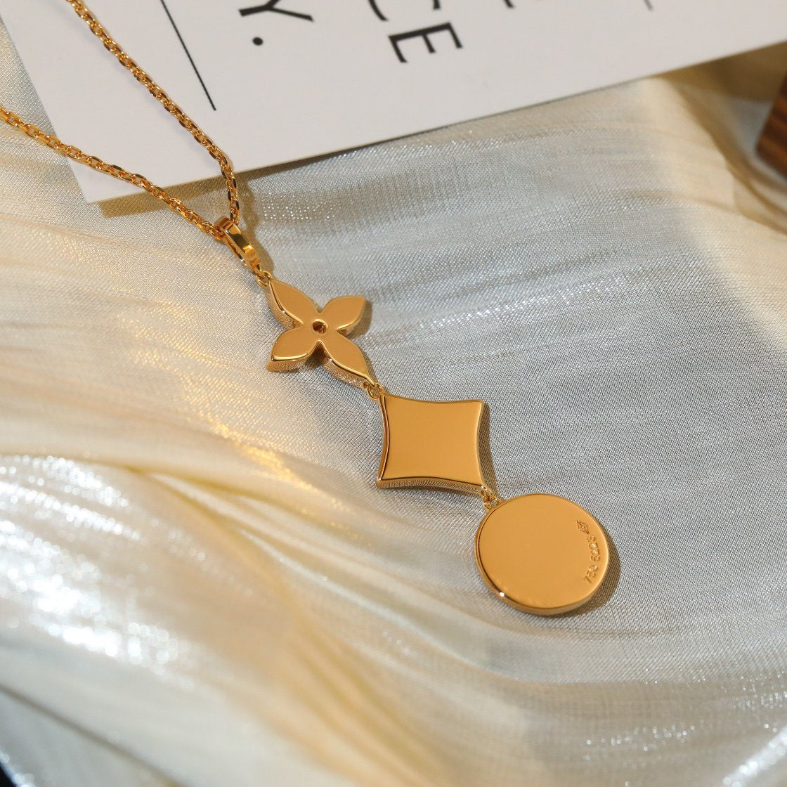 [Solara Jewelry]STAR AND SUN DIAMOND PINK GOLD NECKLACE