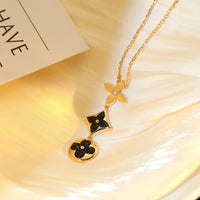 [Solara Jewelry]STAR AND SUN ONYX PINK GOLD NECKLACE