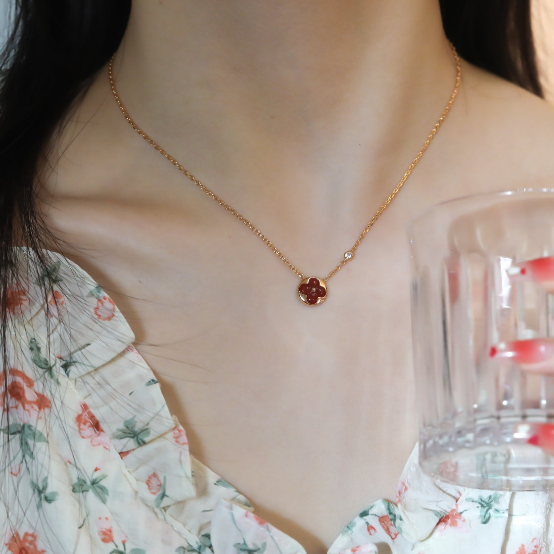 [Solara Jewelry]SUN PEDANT PINK GOLD 1 DIAMOND NECKLACE