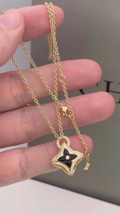 [Solara Jewelry]STAR PEDANT PINK GOLD DIAMOND NECKLACE