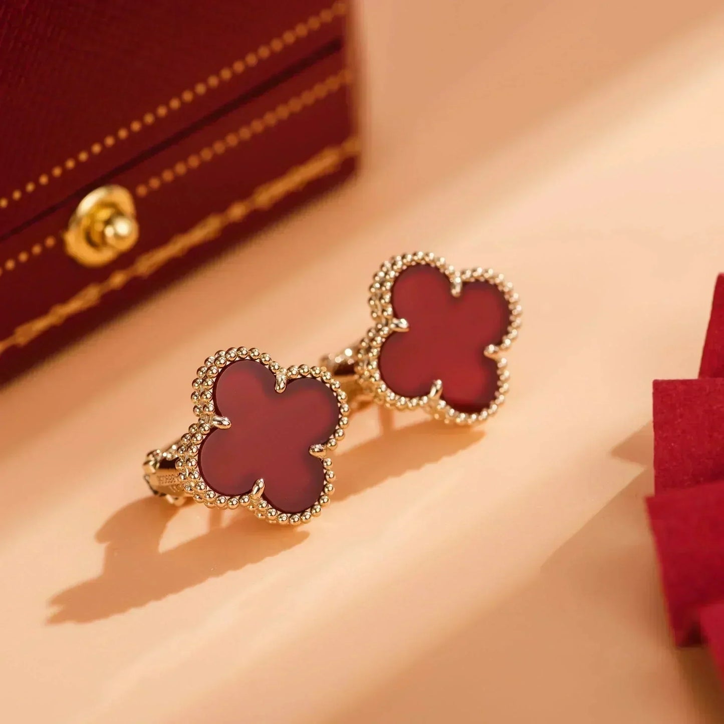 [Solara Jewelry]CLOVER MEDIUM 1 MOTIFS CARNELIAN  EARRINGS