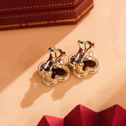 [Solara Jewelry]CLOVER MEDIUM 1 MOTIFS CARNELIAN  EARRINGS