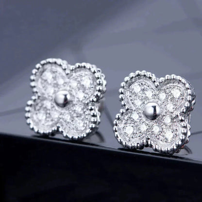 [Solara Jewelry]CLOVER 1 MOTIFS DIAMOND STUD EARRINGS SILVER