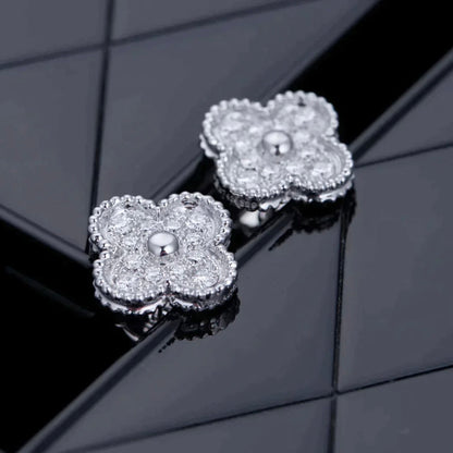 [Solara Jewelry]CLOVER 1 MOTIFS DIAMOND STUD EARRINGS SILVER