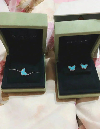 [Solara Jewelry]BUTTERFLY TURQUOISE EARRINGS SILVER
