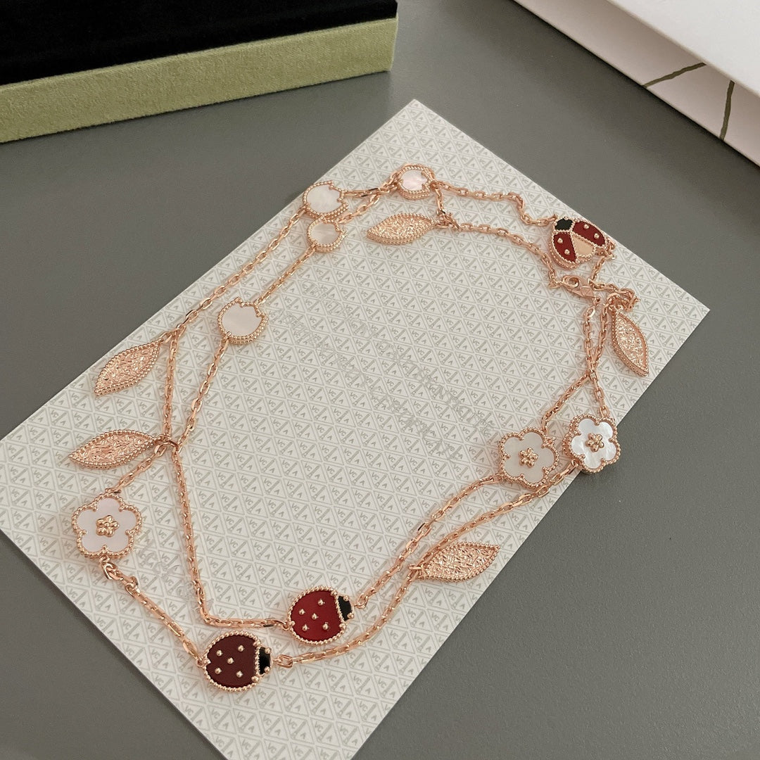 [Solara Jewelry]LUCKY SPRING 15 MOTIFS ROSE GOLD NECKLACE