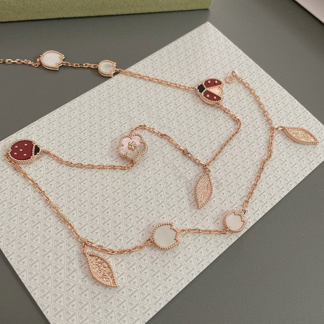 [Solara Jewelry]LUCKY SPRING 15 MOTIFS ROSE GOLD NECKLACE
