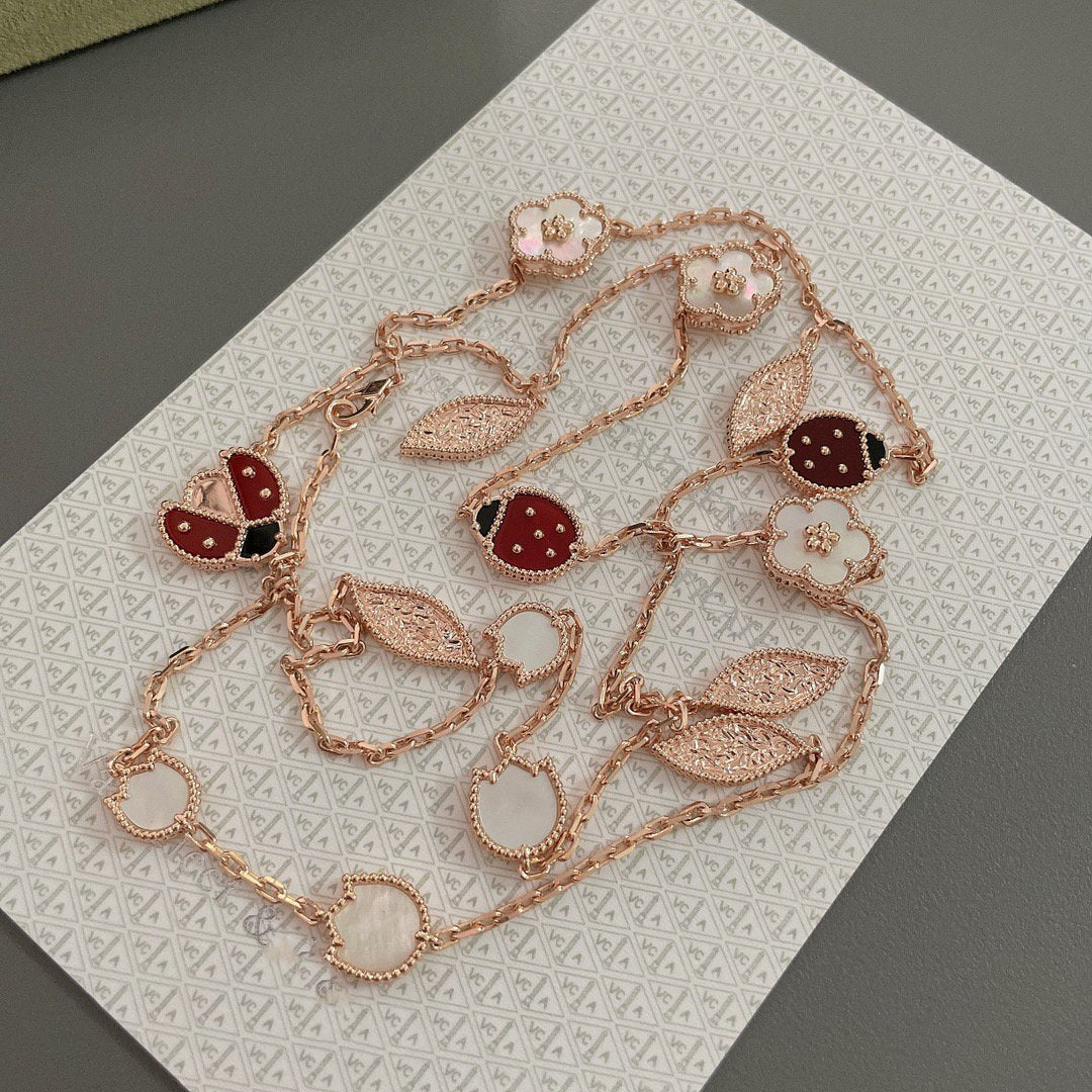 [Solara Jewelry]LUCKY SPRING 15 MOTIFS ROSE GOLD NECKLACE