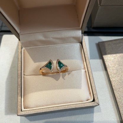 [Solara Jewelry]DREAM MALACHITE DIAMOND OPEN RING
