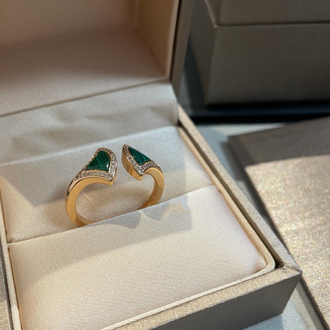 [Solara Jewelry]DREAM MALACHITE DIAMOND OPEN RING