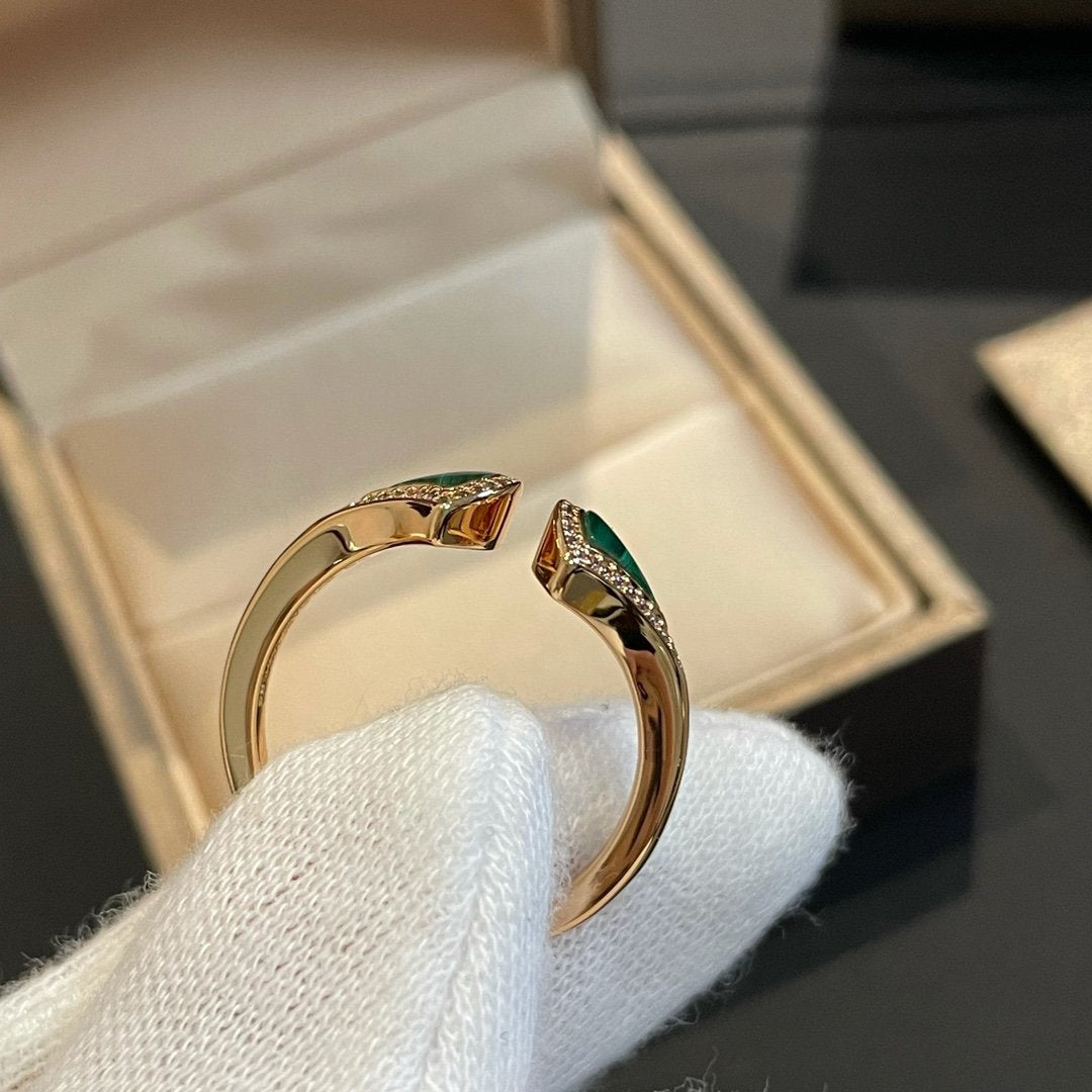 [Solara Jewelry]DREAM MALACHITE DIAMOND OPEN RING
