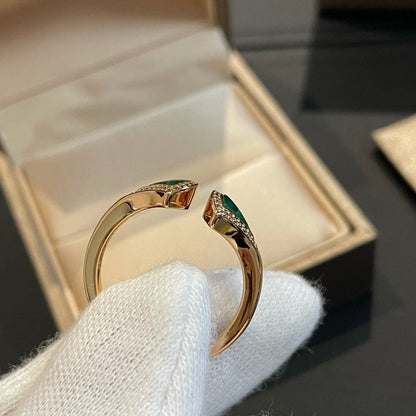 [Solara Jewelry]DREAM MALACHITE DIAMOND OPEN RING
