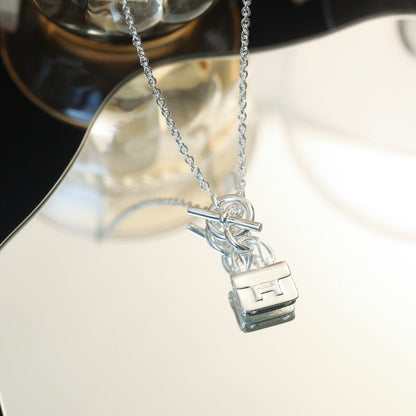 [Solara Jewelry]POP H PEDANT SILVER NECKLACE