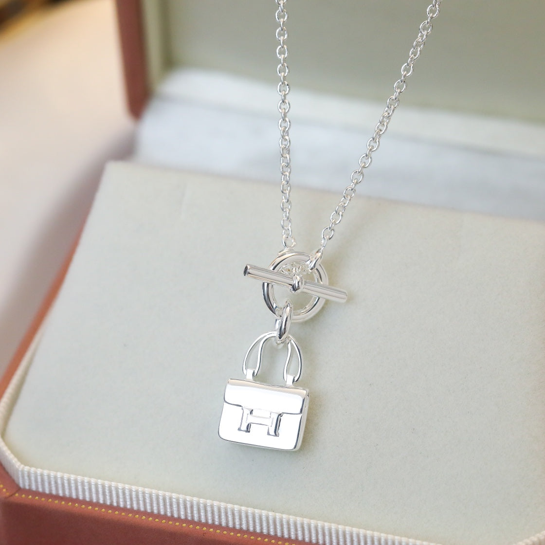 [Solara Jewelry]POP H PEDANT SILVER NECKLACE