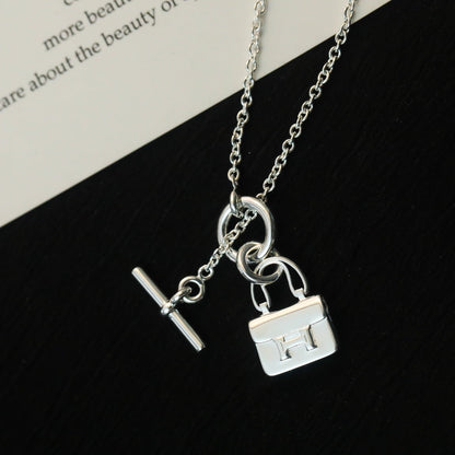[Solara Jewelry]POP H PEDANT SILVER NECKLACE