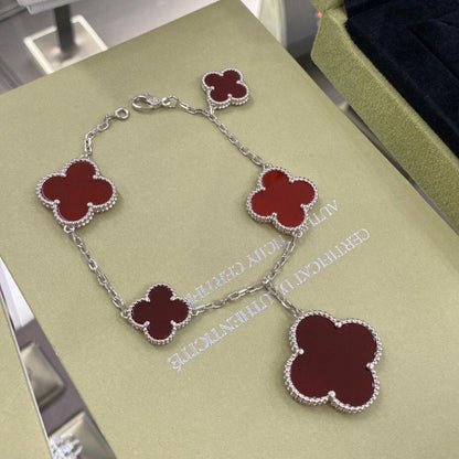 [Solara Jewelry]CLOVER 5 MOTIFS SIVLER CARNELIAN BRACELET
