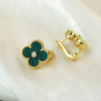[Solara Jewelry]CLOVER MEDIUM 1 MOTIVE MALACHIT DIAMANT OHRRINGE