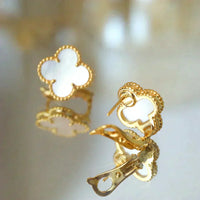[Solara Jewelry]CLOVER MEDIUM 1 MOTIFS  WHITE MOP STUD EARRINGS