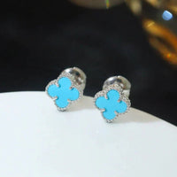 [Solara Jewelry]クローバーミニ 9.5MM オニキス スタッドピアス シルバー