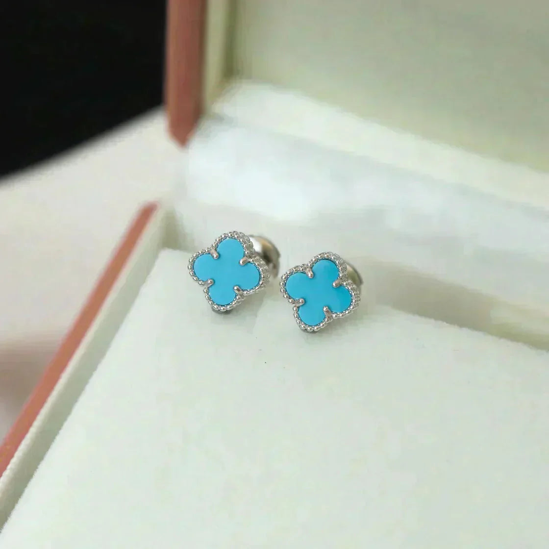 [Solara Jewelry]CLOVER MINI 9.5MM ONYX STUD EARRINGS SILVER