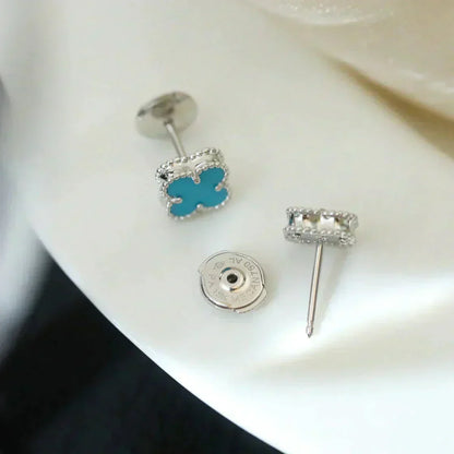 [Solara Jewelry]CLOVER MINI 9.5MM ONYX STUD EARRINGS SILVER